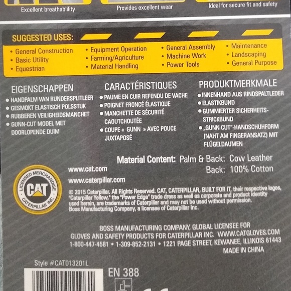 *2/$20.00*  CAT Cowhide Work Gloves - Picture 4 of 5